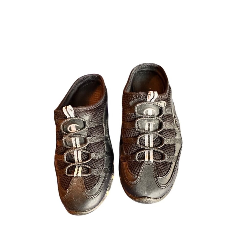 Champion Size 9 Womens Black Sneakers Mesh Leather Casual Walking Shoes